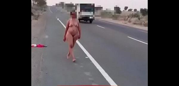  Indian daring desi  walking nude in public road in daytime
